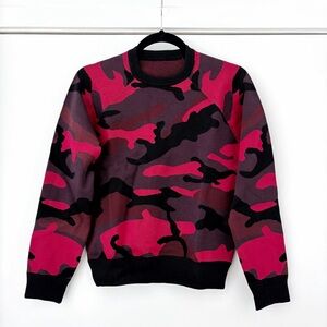 NWOT Valentino Style Red Black Camouflage Sweater S